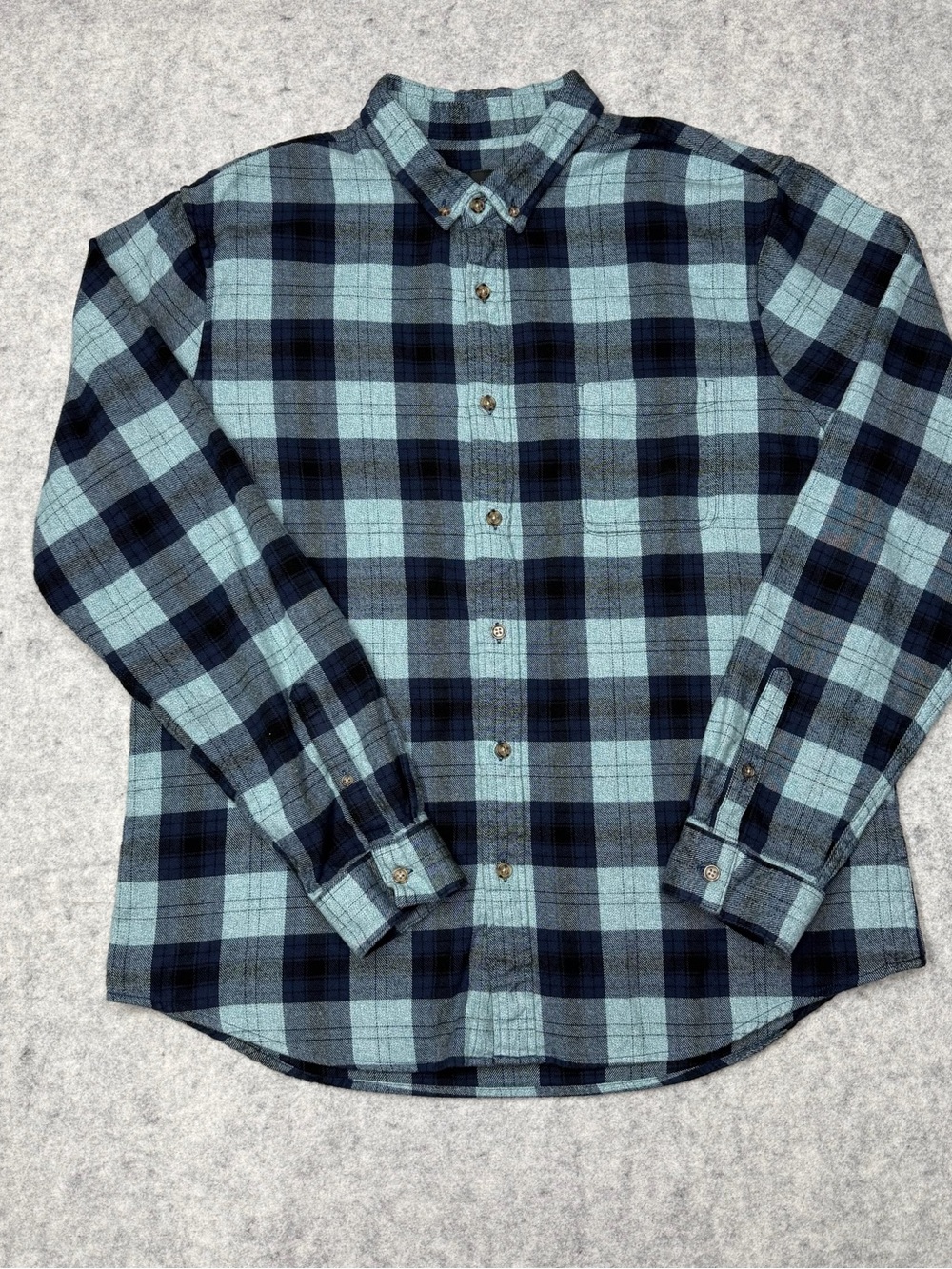 14th and Union Navy Light Blue Plaid Long Sleeve Button Down Shirt, Mens XL